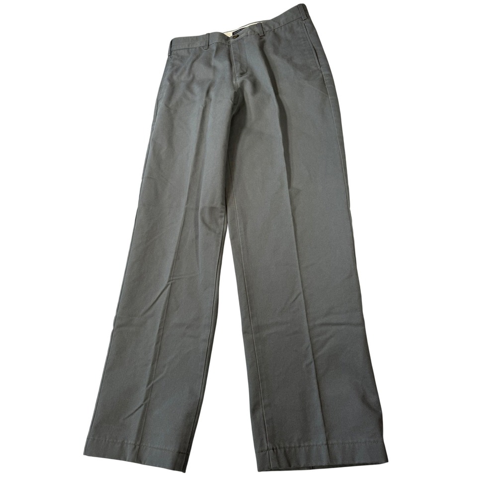 Lands' End Mens Traditional Fit Chino Pants 32 Gray Casual Workwear Preppy